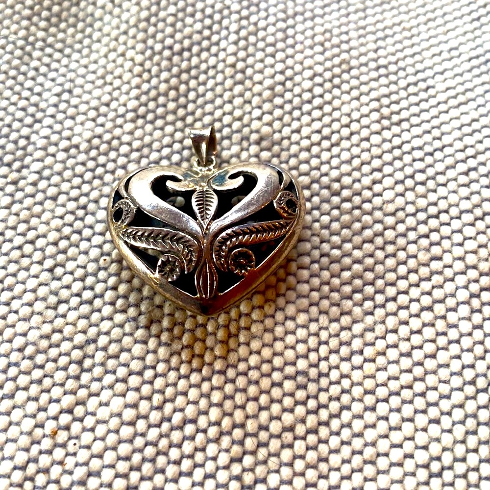 Sterling Silver Three-Dimensional Heart Pendant - image 3